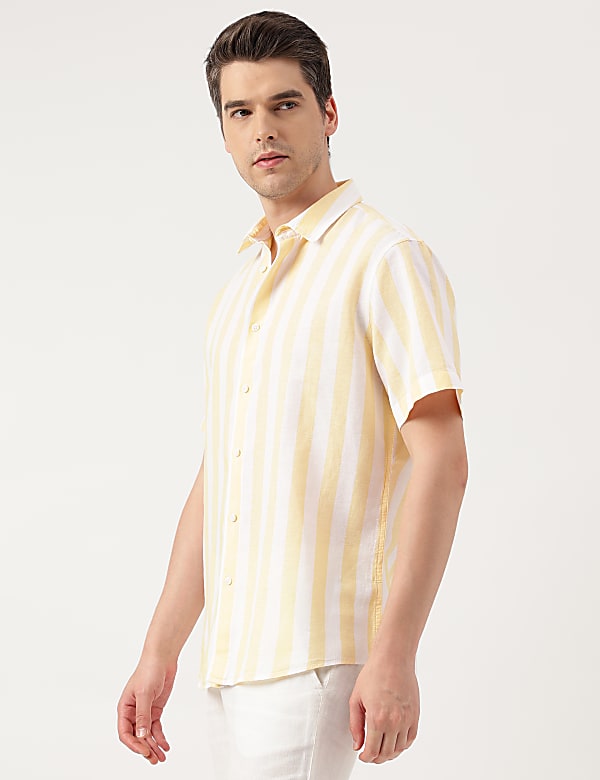 Relaxed Fit Linen Blend Striped Shirt
