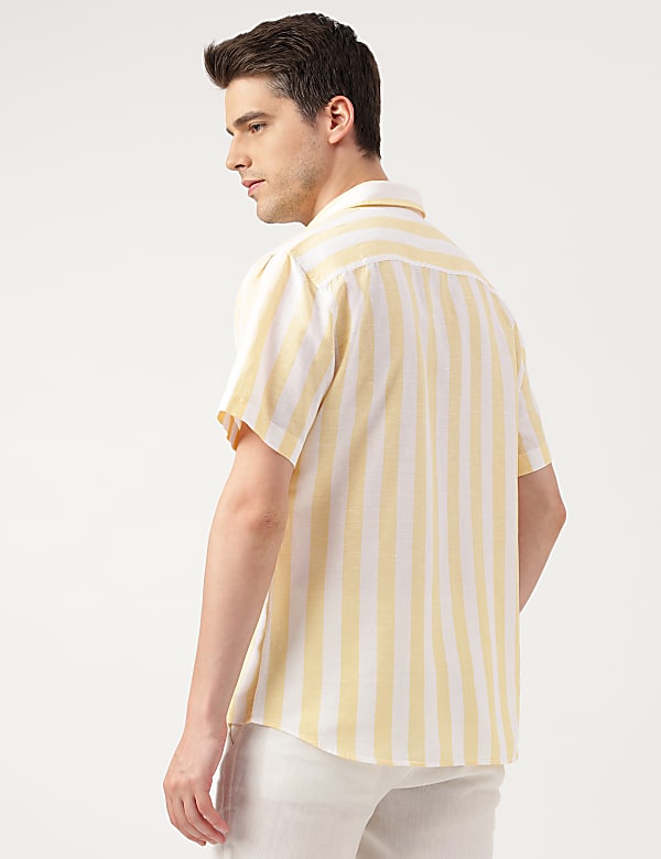 Relaxed Fit Linen Blend Striped Shirt
