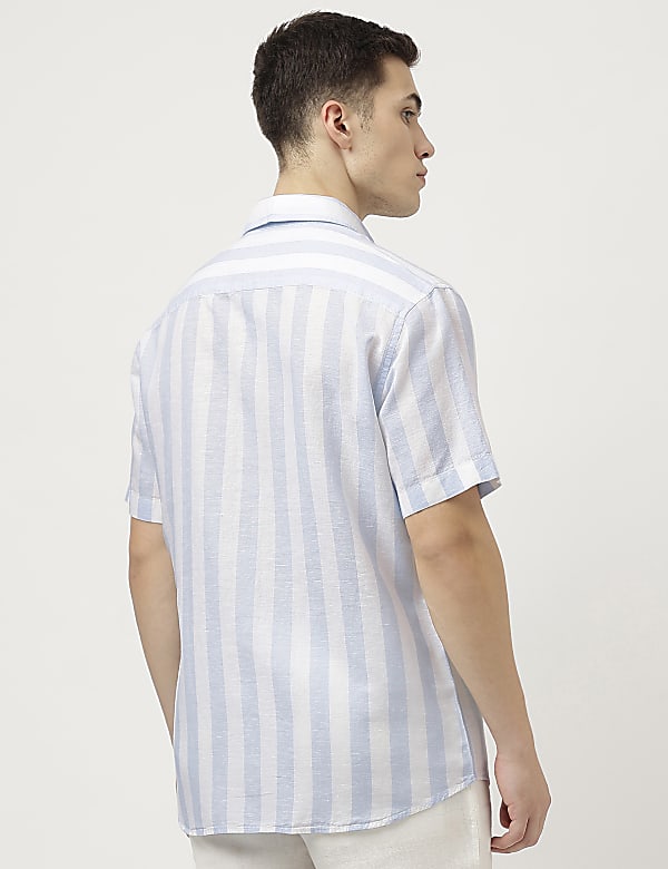 Relaxed Fit Linen Blend Striped Shirt