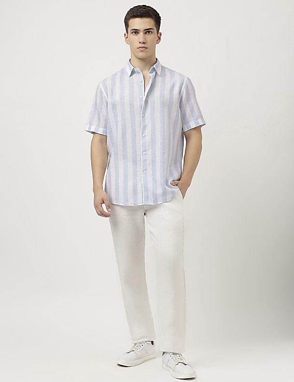 Relaxed Fit Linen Blend Striped Shirt