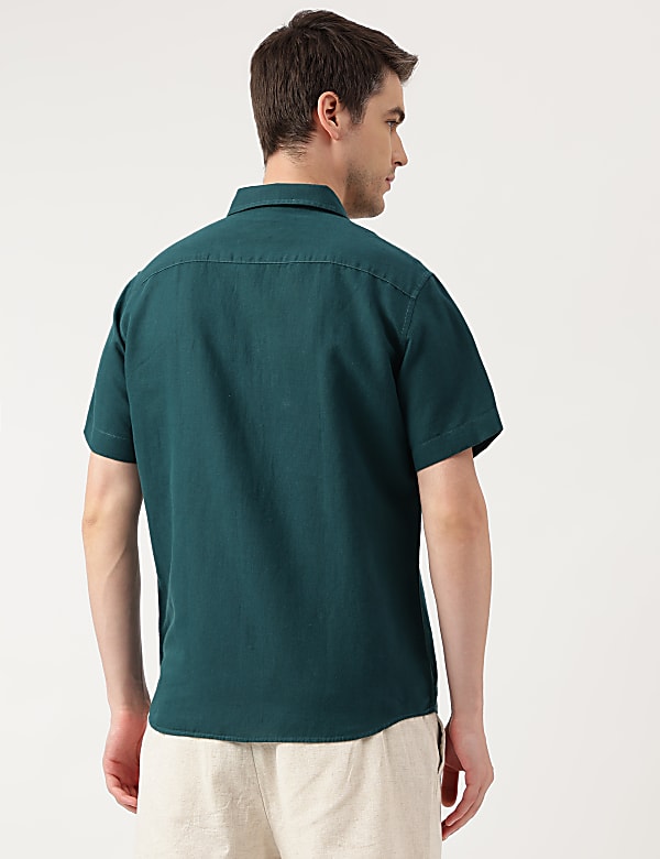 Relaxed Fit Linen Blend Embroidered Shirt