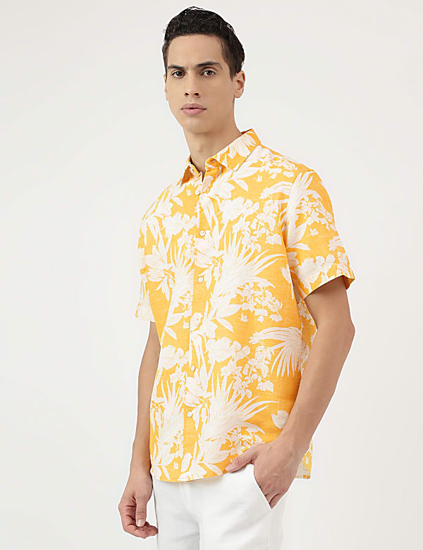 Relaxed Fit Linen Blend Tropical Shirt