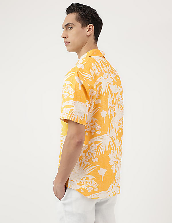 Relaxed Fit Linen Blend Tropical Shirt