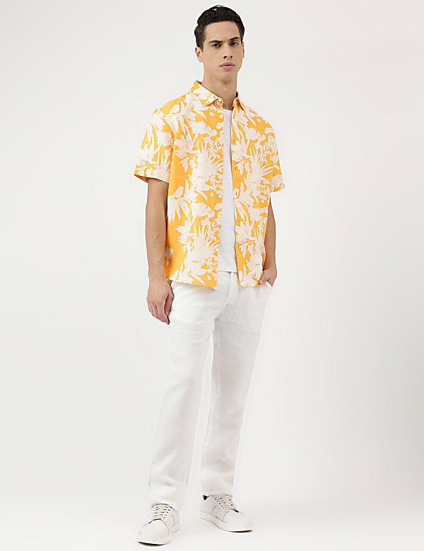 Relaxed Fit Linen Blend Tropical Shirt