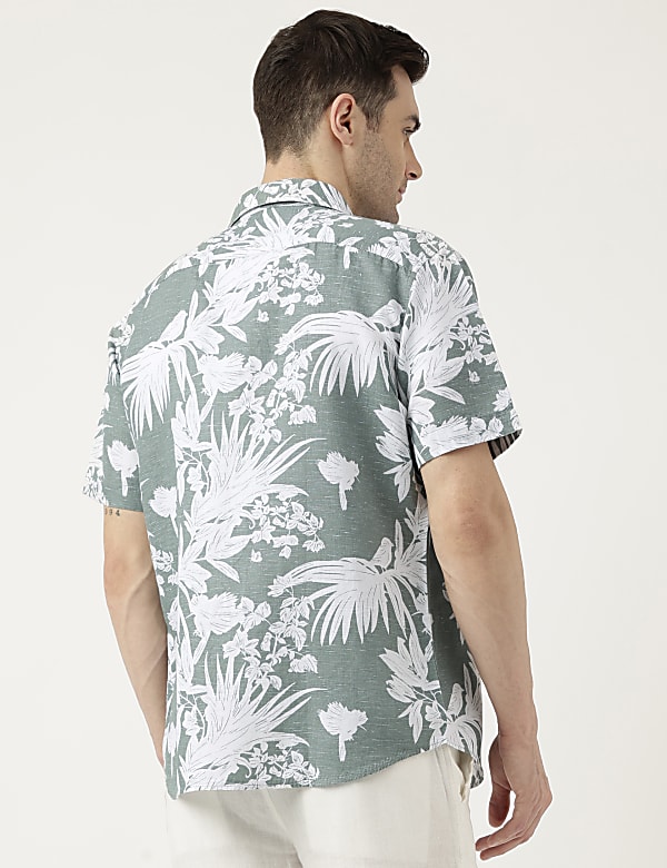 Relaxed Fit Linen Blend Tropical Shirt