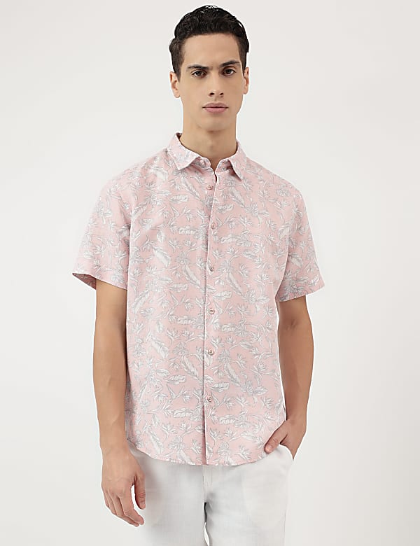 Relaxed Fit Linen Blend Tropical Shirt