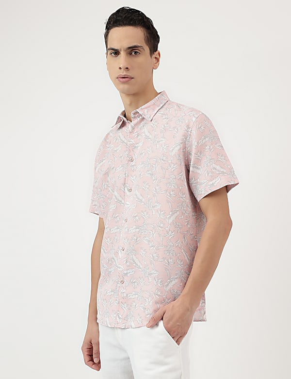 Relaxed Fit Linen Blend Tropical Shirt
