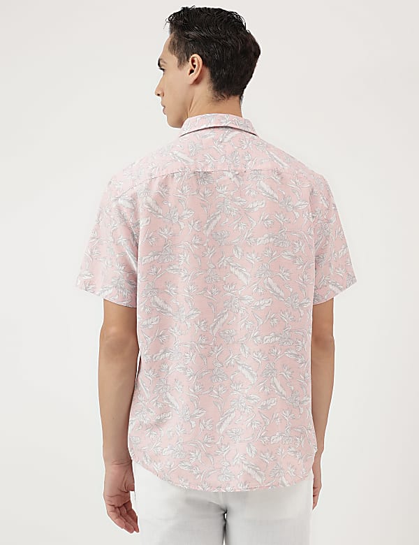 Relaxed Fit Linen Blend Tropical Shirt