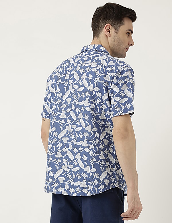 Relaxed Fit Linen Blend Tropical Shirt