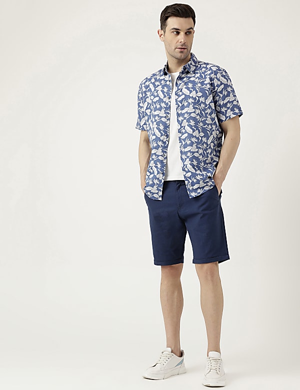 Relaxed Fit Linen Blend Tropical Shirt