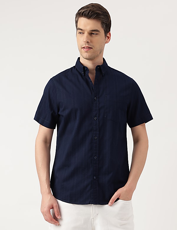 Pure Cotton Stripes Button Down Shirt