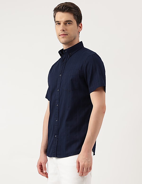 Pure Cotton Stripes Button Down Shirt