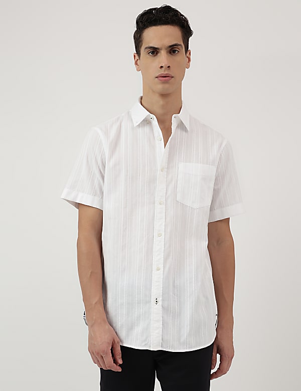 Pure Cotton Stripes Button Down Shirt