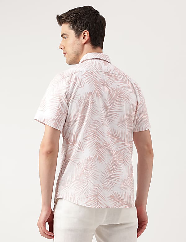 Pure Cotton Leaves Spread Collar Shirt