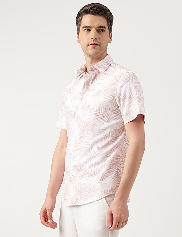 Pure Cotton Leaves Spread Collar Shirt