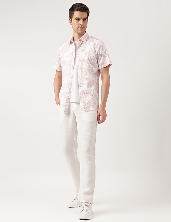 Pure Cotton Leaves Spread Collar Shirt