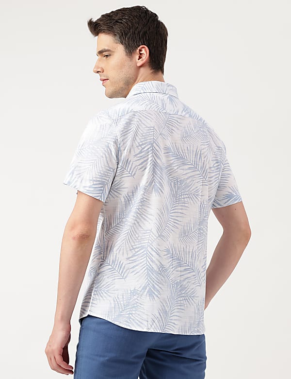 Pure Cotton Leaves Spread Collar Shirt