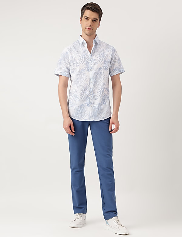 Pure Cotton Leaves Spread Collar Shirt