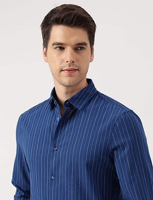 Pure Cotton Striped Cut Away Shirt