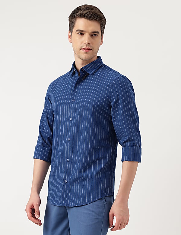 Pure Cotton Striped Cut Away Shirt