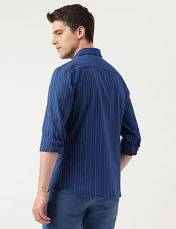 Pure Cotton Striped Cut Away Shirt