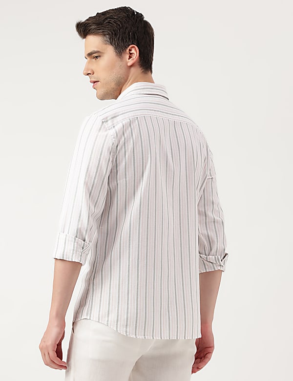 Pure Cotton Striped Spread Collar Shirt