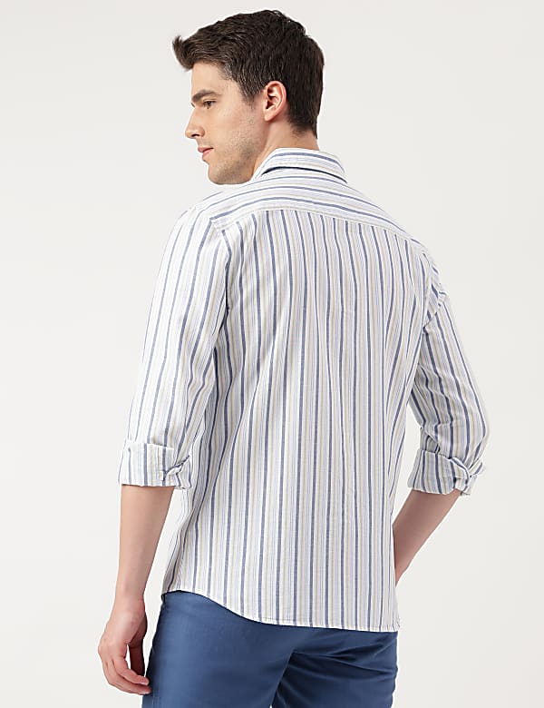 Pure Cotton Striped Spread Collar Shirt