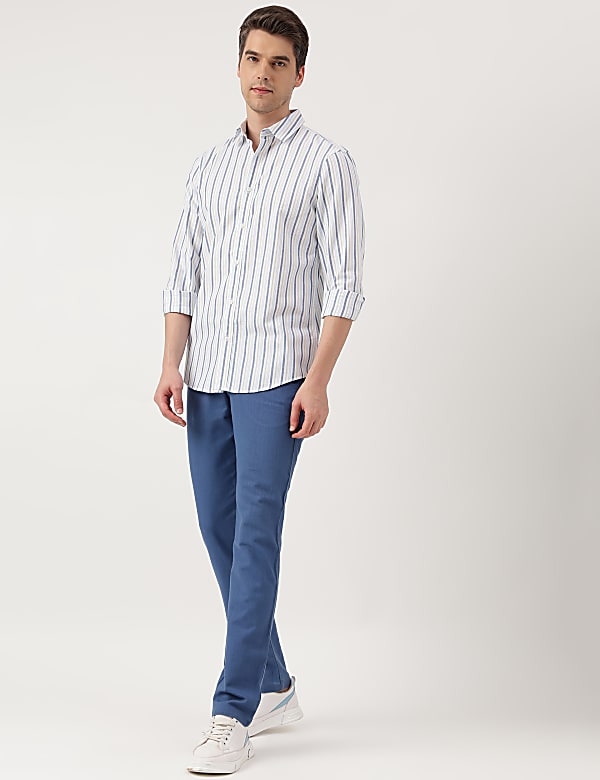 Pure Cotton Striped Spread Collar Shirt