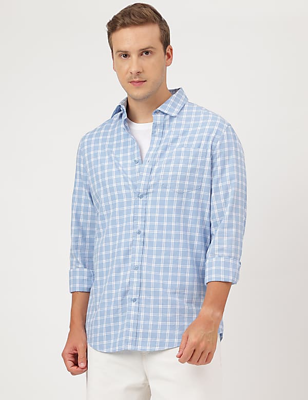 Pure Cotton Spread Collar Shirt