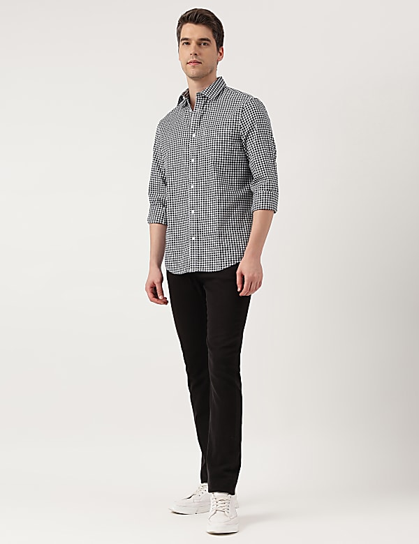 Pure Cotton Checks Spread Collar Shirt