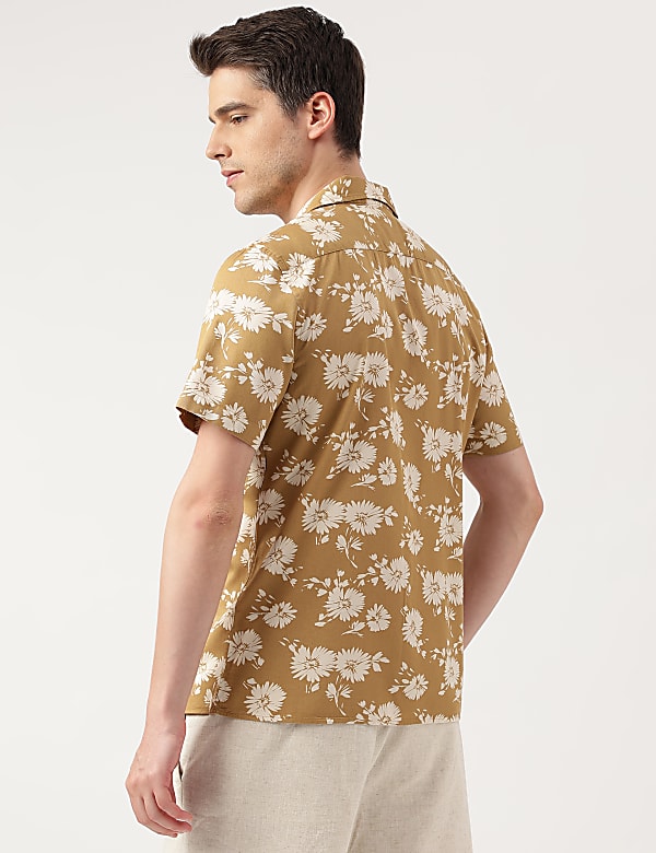 Modal Blend Floral Cuban Collar Shirt