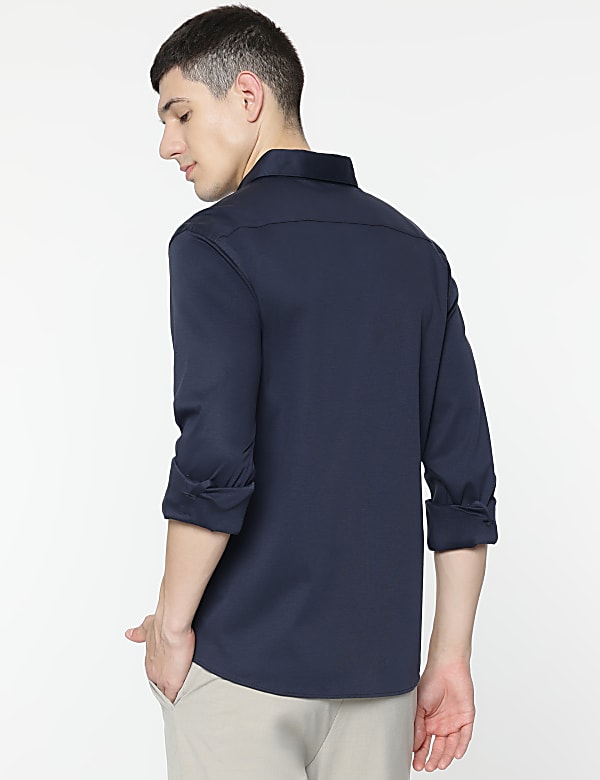 Slim Fit Pure Cotton Plain Shirt