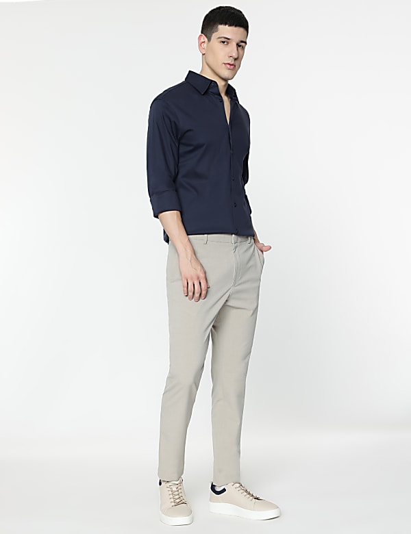Slim Fit Pure Cotton Plain Shirt