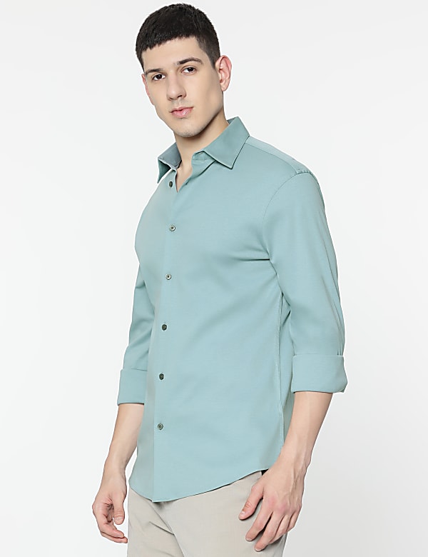Slim Fit Pure Cotton Plain Shirt
