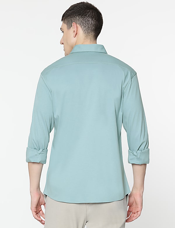 Slim Fit Pure Cotton Plain Shirt