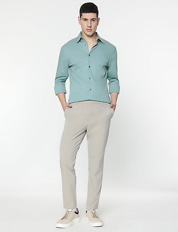 Slim Fit Pure Cotton Plain Shirt