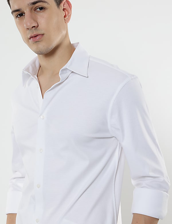 Slim Fit Pure Cotton Plain Shirt