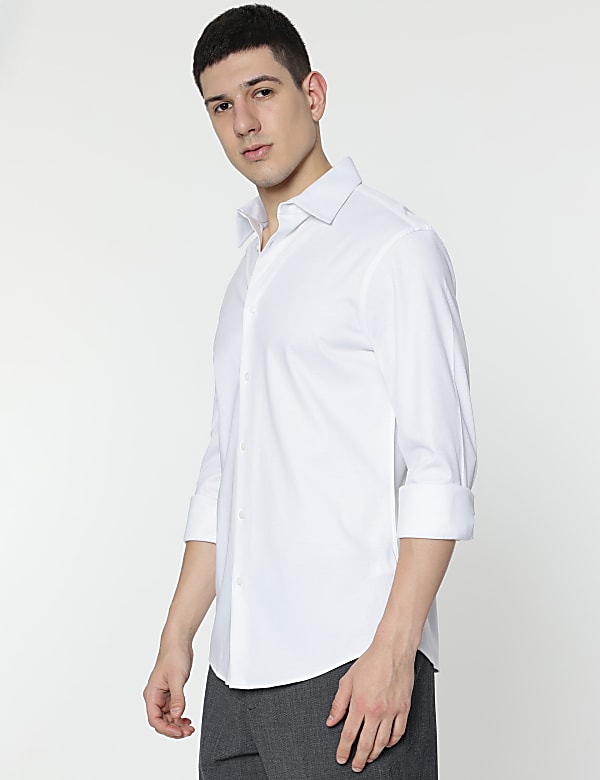 Slim Fit Pure Cotton Plain Shirt