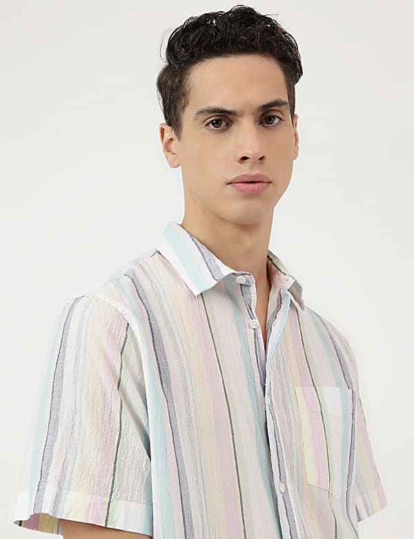 Cotton Mix Spread Collar Shirt
