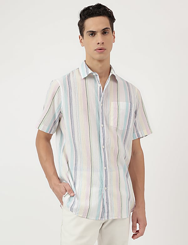 Cotton Mix Spread Collar Shirt