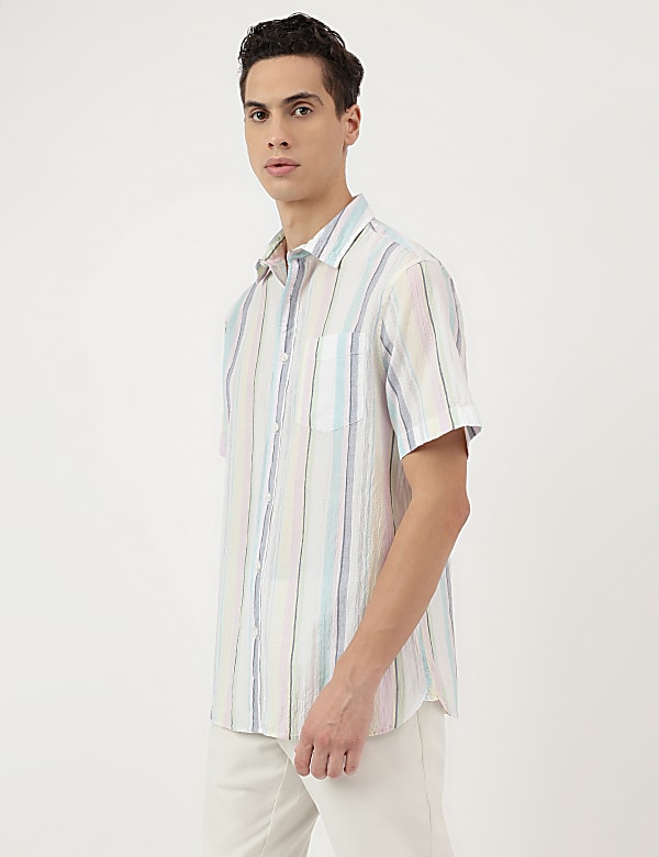 Cotton Mix Spread Collar Shirt
