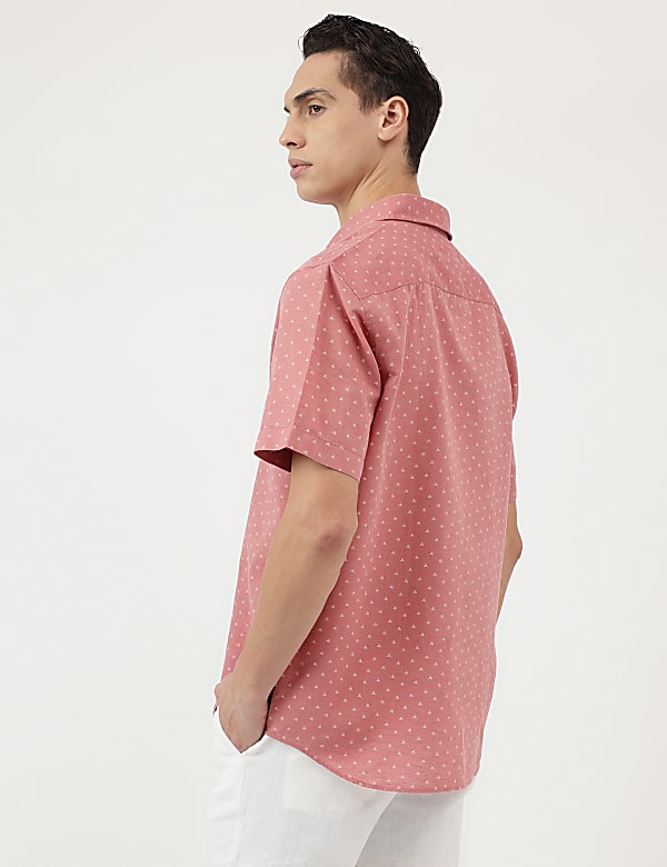 Relaxed Fit Linen Mix Spread Collar Shirt