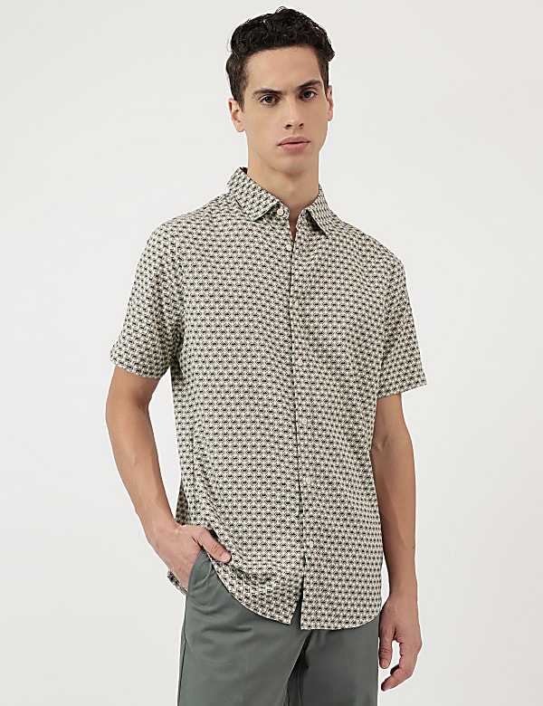 Modal Mix Spread Collar Shirt