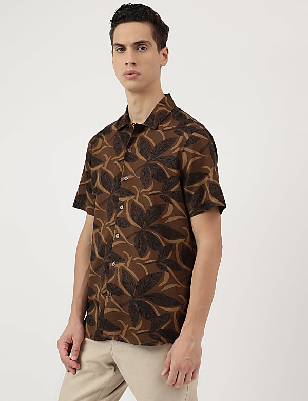 Modal Mix Spread Collar Shirt