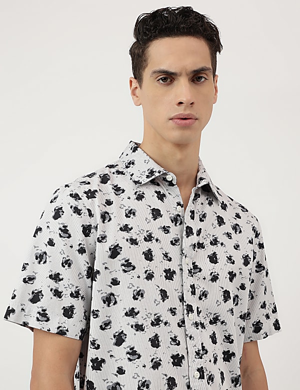Modal Mix Spread Collar Shirt