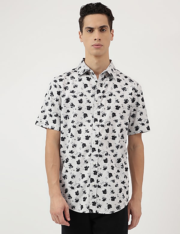 Modal Mix Spread Collar Shirt