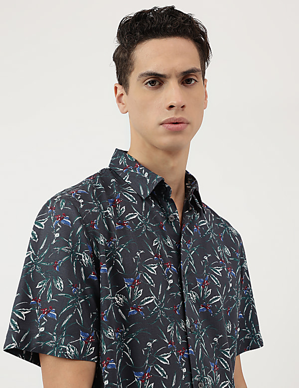 Pure Viscose Tropical Spread Collar Shirt