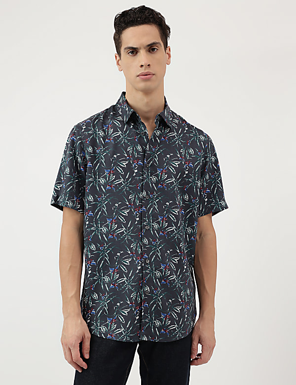 Pure Viscose Tropical Spread Collar Shirt