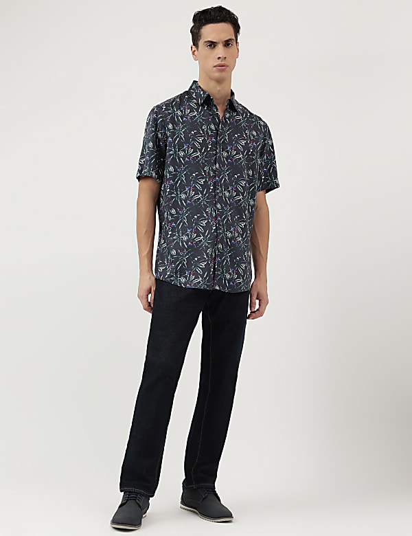 Pure Viscose Tropical Spread Collar Shirt