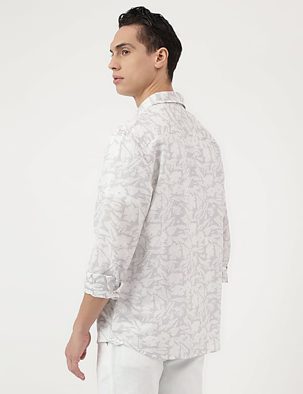 Relaxed Fit Linen Mix Spread Collar Shirt